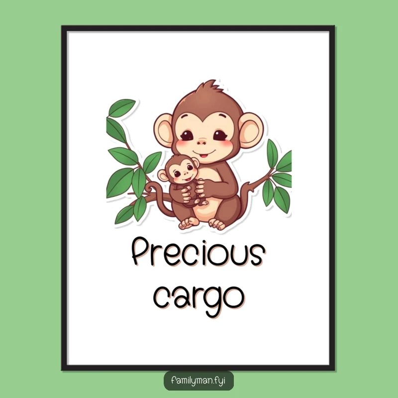 Funny Monkey Family Poster: Sweet Art for Loving Homes