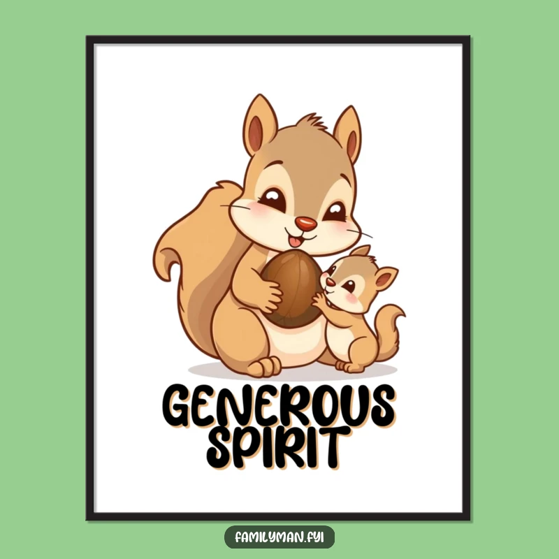 Funny Dad Squirrel Poster - Sweet Fatherly Sharing Wall Art Gift