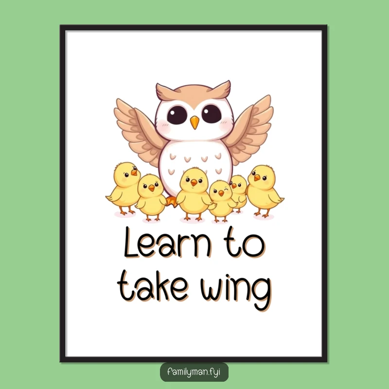 Funny Owl Flight School Poster - Joyful Wall Art & Gift