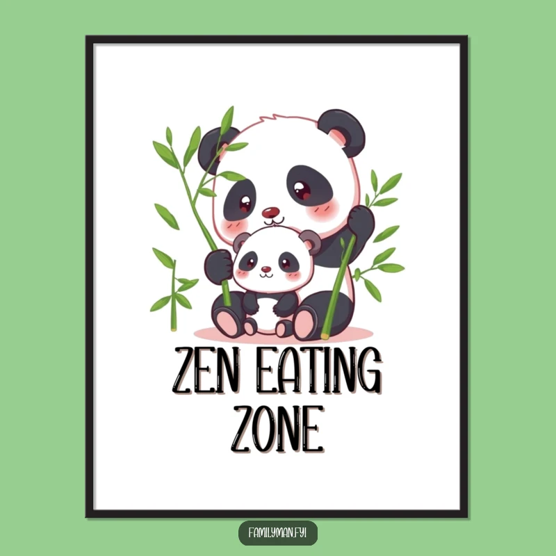 Funny Panda Sharing Bamboo Poster: Peaceful Humor for Walls, Unique Gift