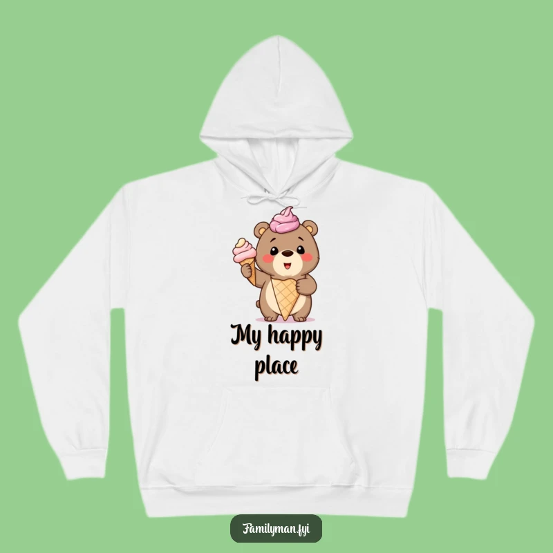 Cozy Funny Bear Cub Ice Cream Hoodie: Sweet Comfort & Happy Vibes