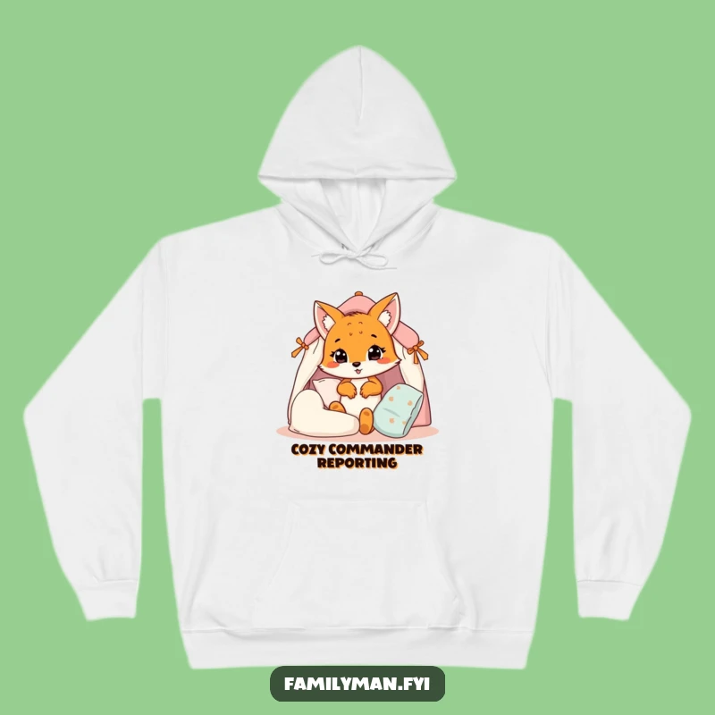Funny Fox Cub Hoodie: Cozy Pillow Fort Design, Ultimate Warm & Humorous Gift