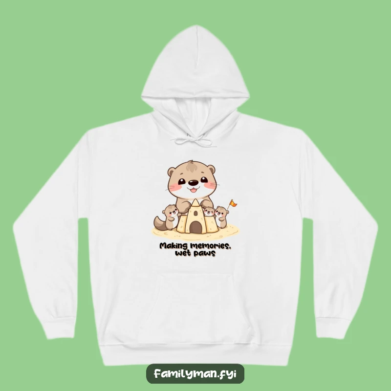 Funny Otter Sandcastle Hoodie: Cozy Beach Vibes with a Cheerful Family Gift