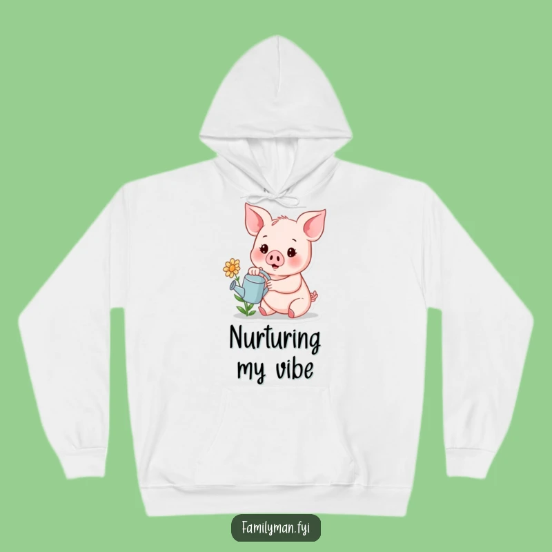 Funny Piglet Watering Flower Hoodie - Cozy & Cheerful Garden Gift