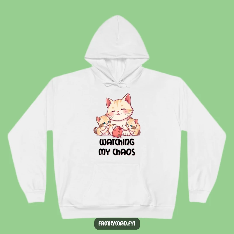 Cozy Dad Cat Hoodie: Proudly Watching Kittens, Warm Humor Gift