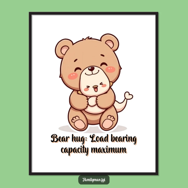 Free Printable Wall Art: Cute Bear Cub Piggyback for Adorable Downloadable Decor