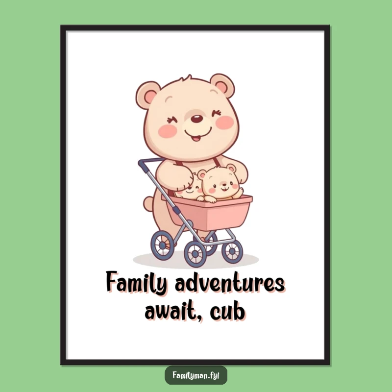 Sweet Free Printable Wall Art: Bear's Cub Family, Adorable Downloadable Art