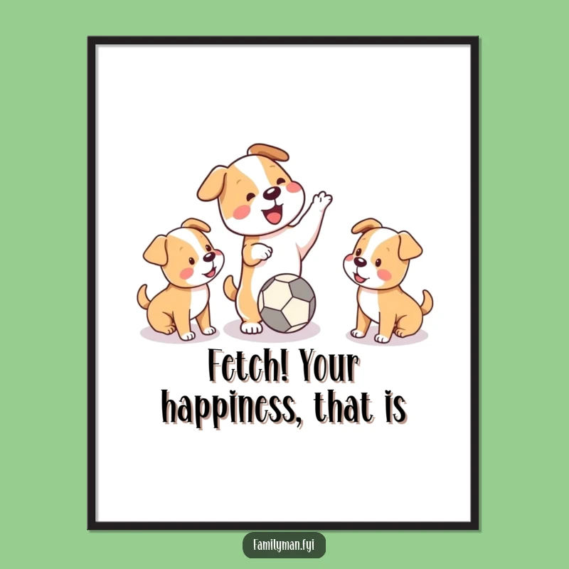 Free Printable Wall Art: Dog & Puppies Playing for a Fun Downloadable Decor