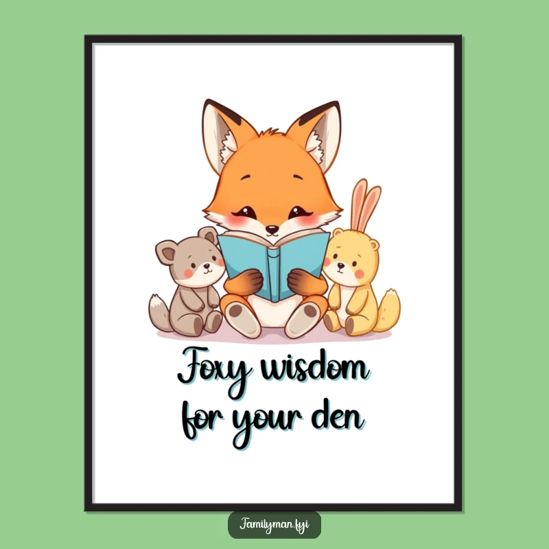 Free Printable Wall Art: Curious Fox Reads to Stuffed Animals, Funny Downloadable Art