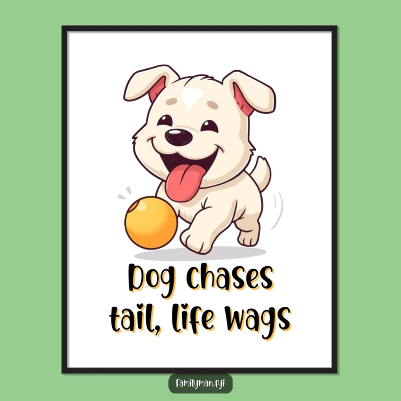 Free Printable Wall Art: Dog's Ball Chase Downloadable Art for Playful Homes
