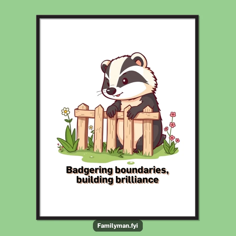 Free Printable Wall Art: Funny Badger Gardening, Hilarious Downloadable Decor Gift