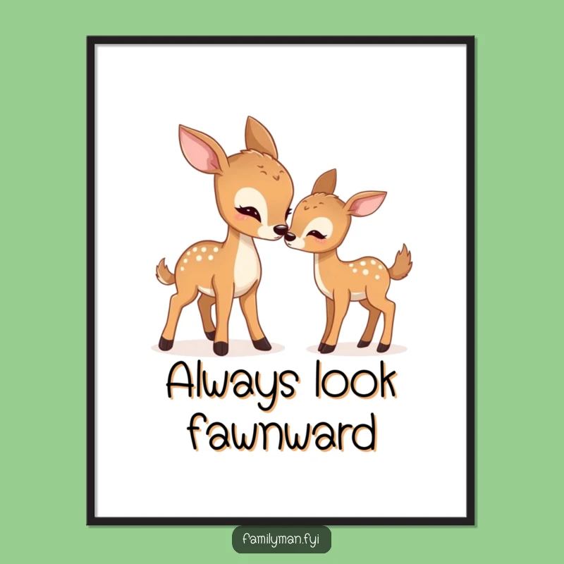 Free Printable Wall Art: Gentle Deer Nudging Fawn, Funny Downloadable Nature Decor