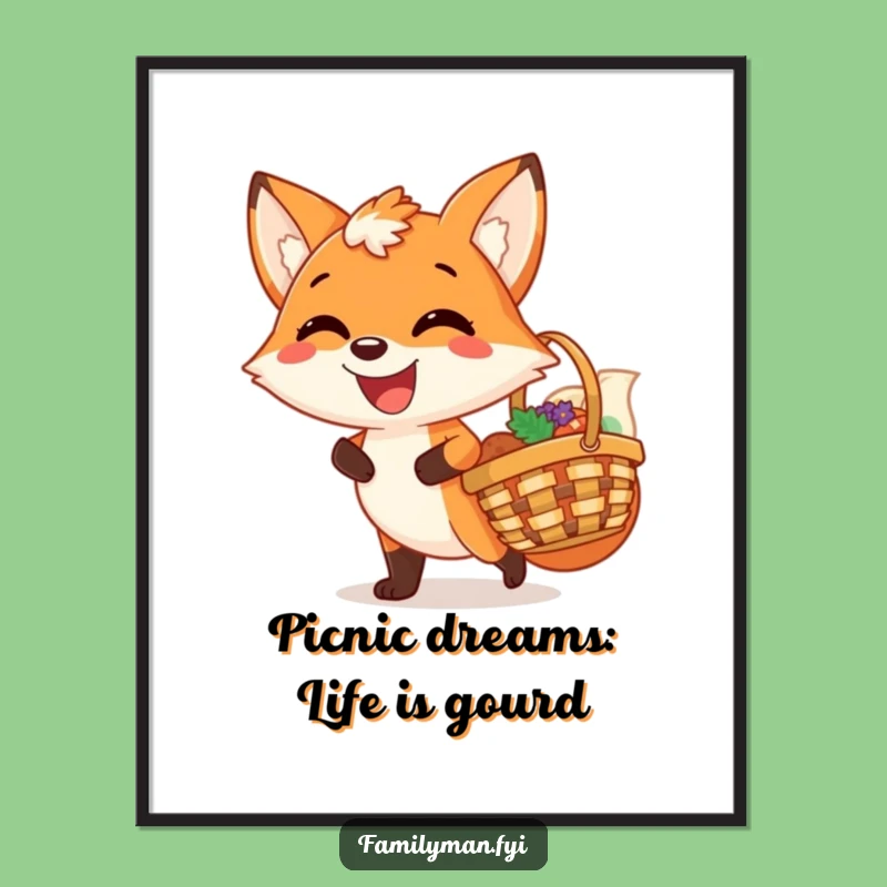 Free Printable Wall Art: Joyful Fox Picnic Grin - Funny Downloadable Art & DIY Gift!