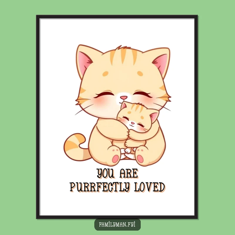 Free Printable Wall Art: Loving Cat Hug, Funny Downloadable Animal Art for Cozy Spaces