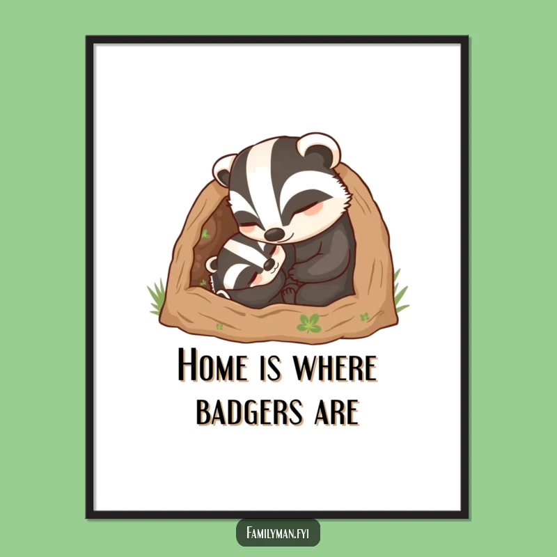 Funny Free Printable Wall Art: Badger Dad's Cozy Burrow - Downloadable Art!