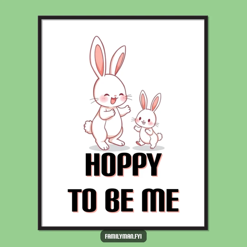Free Printable Funny Bunny Hop Wall Art - DIY Downloadable Decor