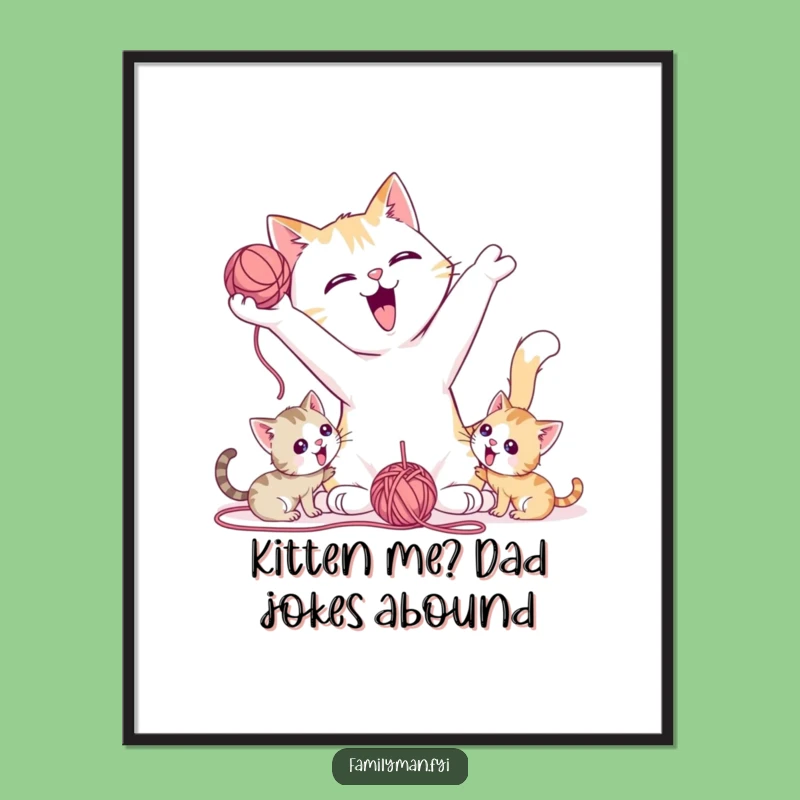 Whimsical Printable Wall Art: Cat Dad & Kittens - Free Downloadable Playful Decor