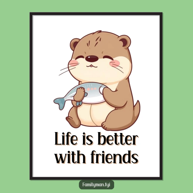 Free Printable Wall Art: Playful Otter Sharing, Funny Downloadable Animal Art for Joyful Spaces