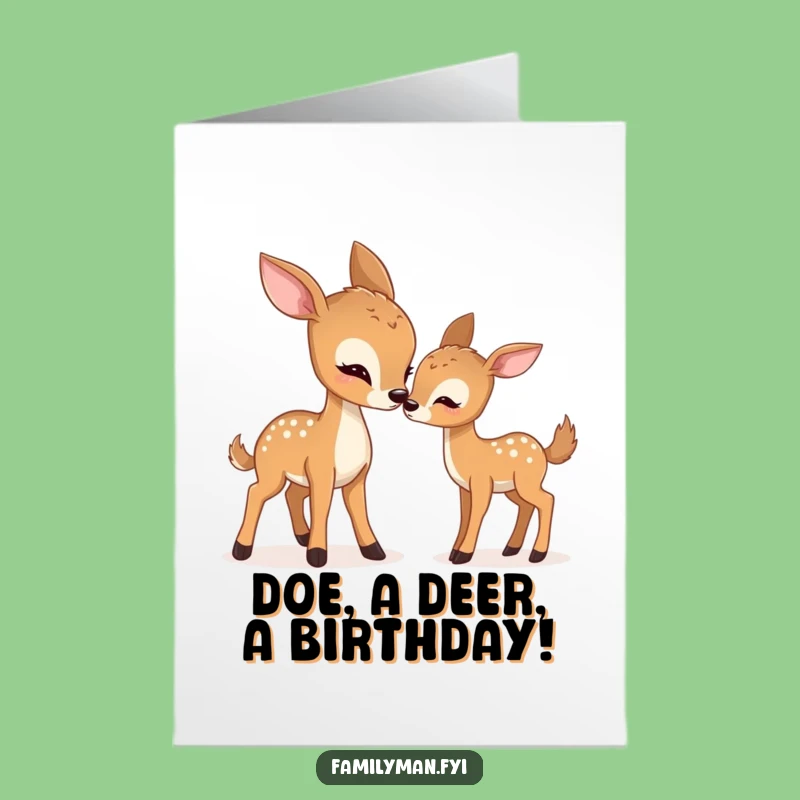Free Printable Birthday Card: Gentle Deer Nudging Fawn, Funny Downloadable Gift