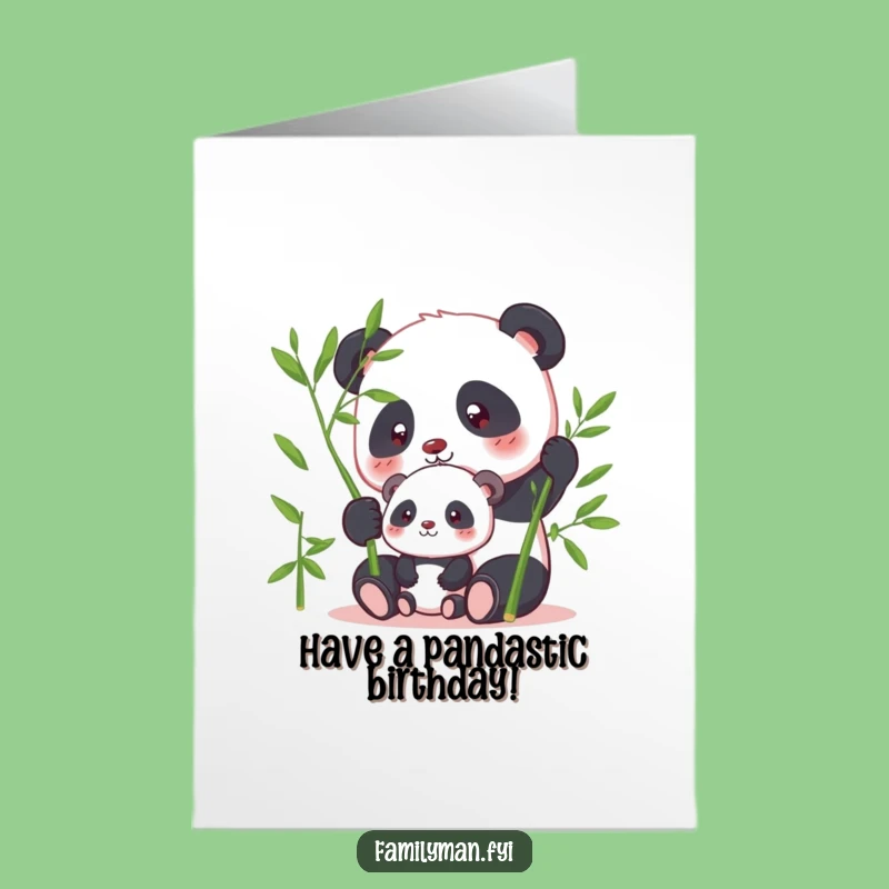 Free Printable Birthday Card: Panda Sharing Bamboo, Funny Downloadable Family Gift