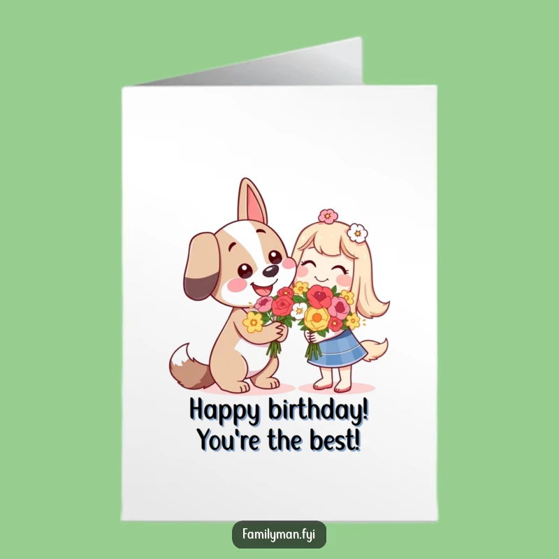 Free Printable Doggy Flowers Birthday Card - Sweet Downloadable Gift for Dog Lovers