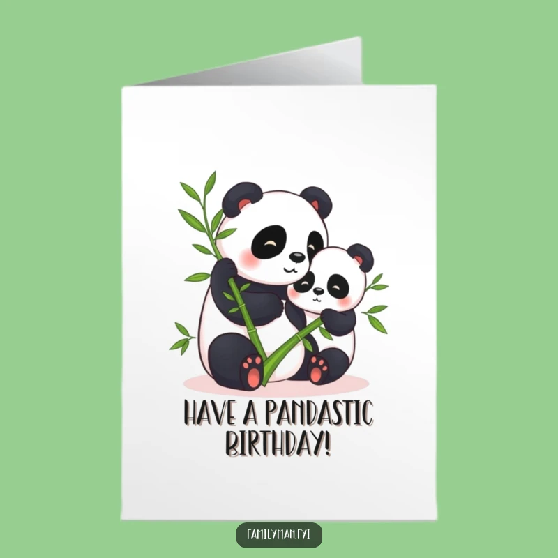 Free Printable Birthday Card: Panda Pals Sharing, Funny Downloadable Sweet Gift