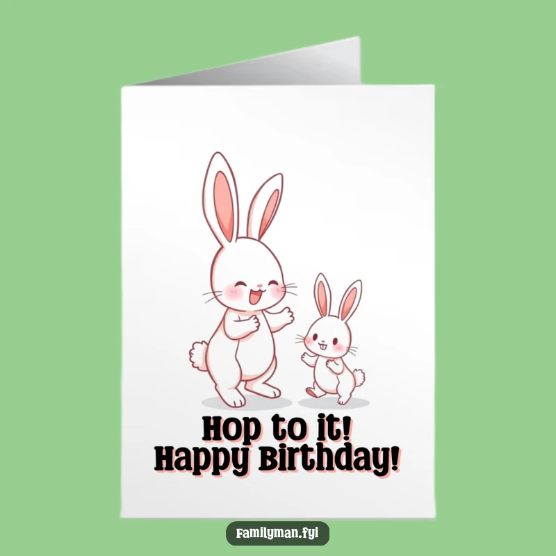 Free Printable Funny Bunny Hop Birthday Card - Downloadable DIY Gift