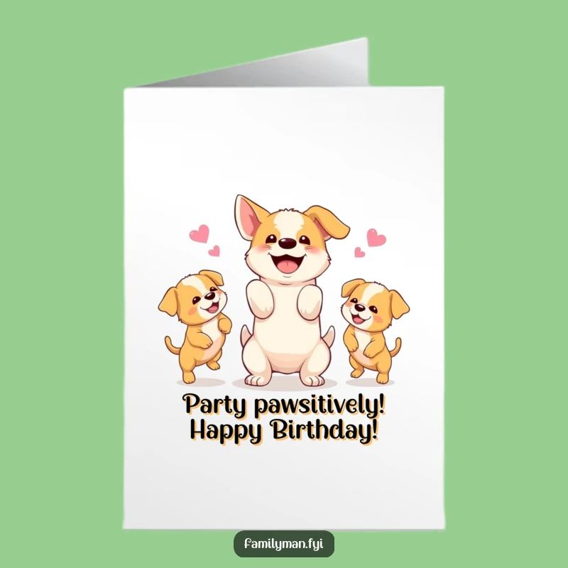 Free Printable Birthday: Happy Dog Juggling Puppies - Funny Downloadable Gift!