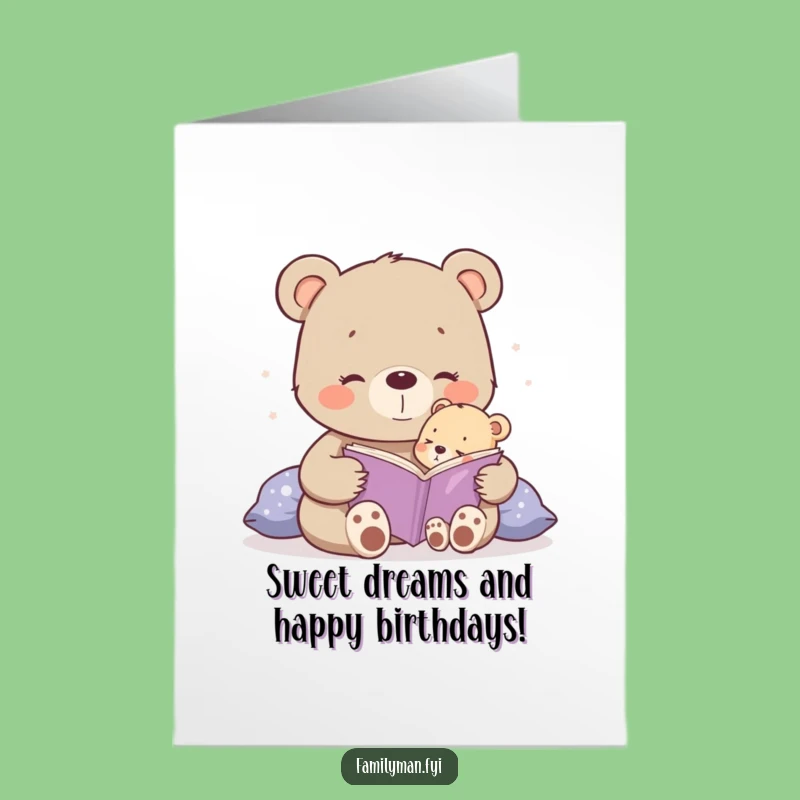 Free Printable Birthday Card: Bear Cub Story Time Humor Downloadable Gift