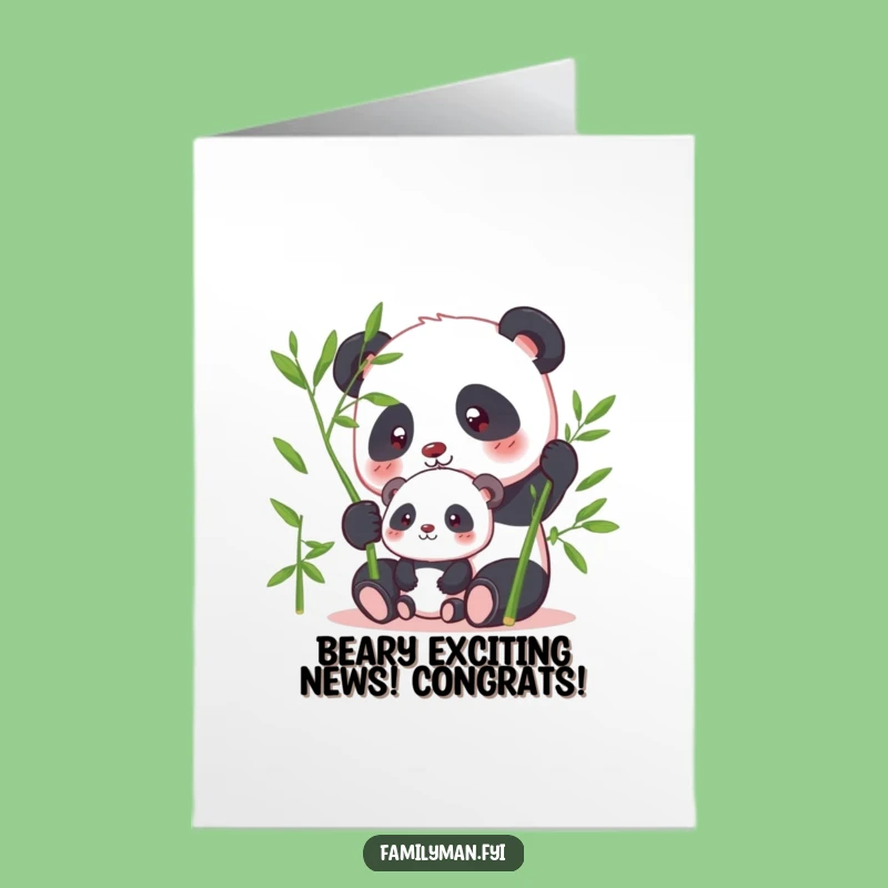 Free Printable Congrats Card: Panda Sharing Bamboo, Funny Downloadable Celebration Gift