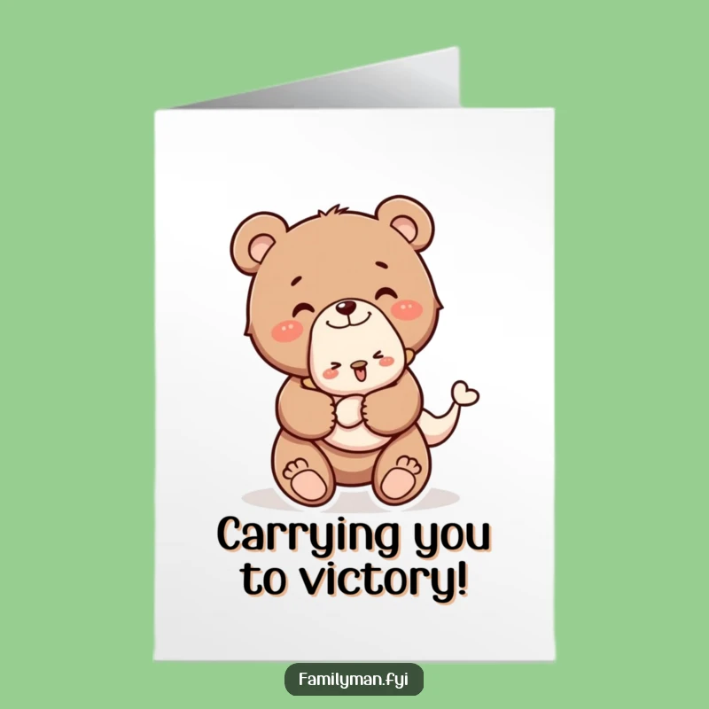 Free Printable Congrats Card: Bear Cub Piggyback for a Sweet Downloadable Celebration
