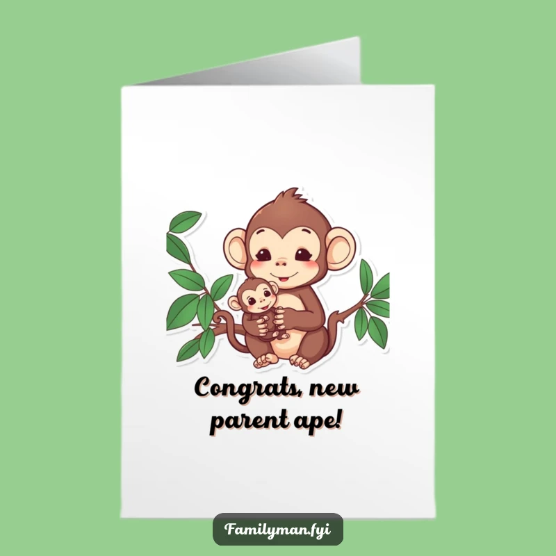 Free Printable Monkey Congratulations Card: New Baby Joy Funny Downloadable Gift