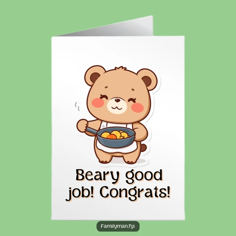 Free Printable Bear Chef Congrats Card - Funny Downloadable Gift for Culinary Success