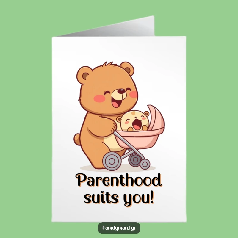 Free Printable Congrats Card: Bear Welcomes New Arrival!
