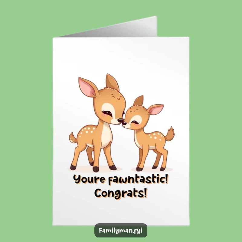 Free Printable Congrats Card: Deer Nudging Fawn, Funny Downloadable for Any Occasion