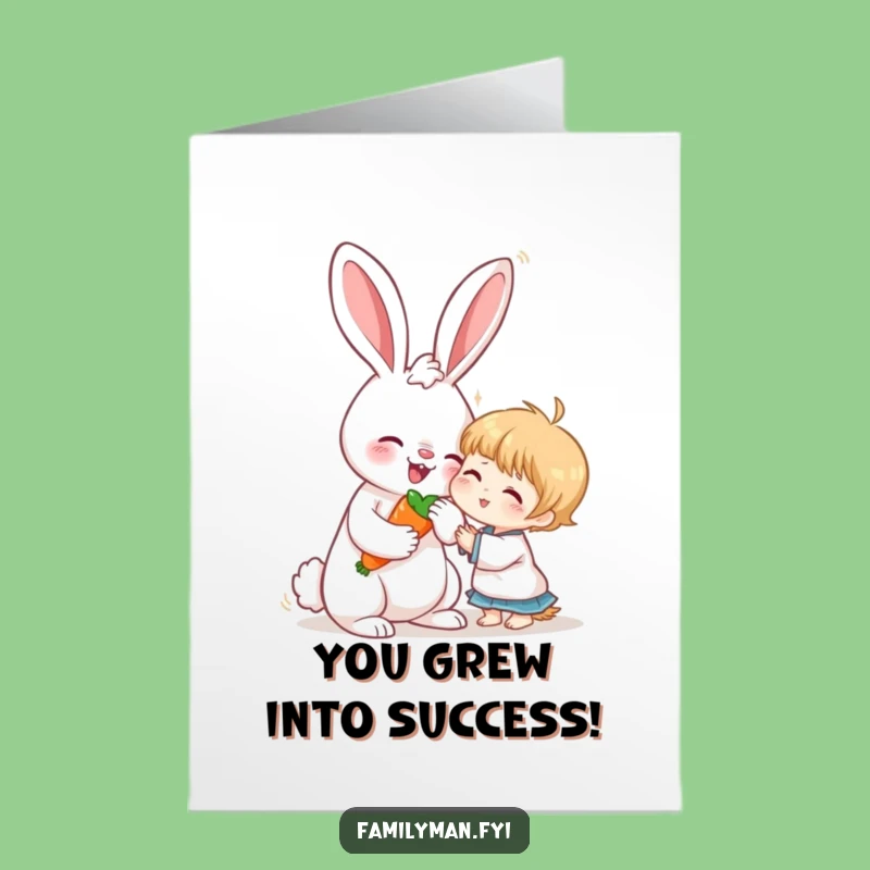 Free Printable Congrats Card: Rabbit & Child Sharing for a Sweet Downloadable Celebration