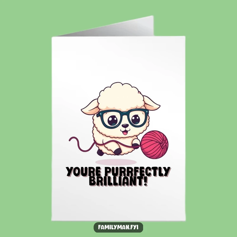 Free Printable Congrats Card: Sheepdog Yarn Chase, Funny Downloadable Gift
