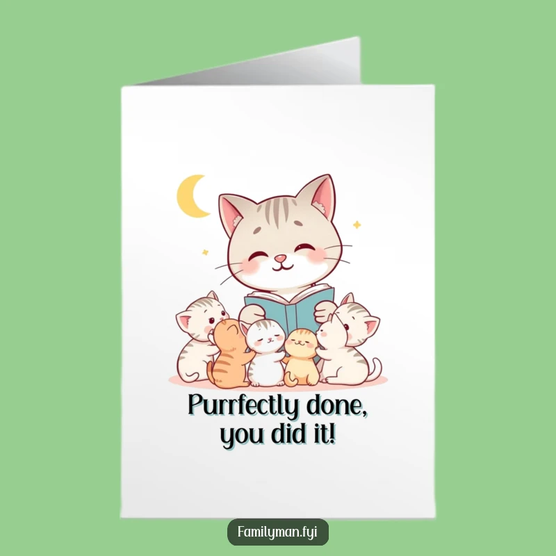 Free Printable Congrats Card: Whimsical Cat Story - Easy Downloadable Gift