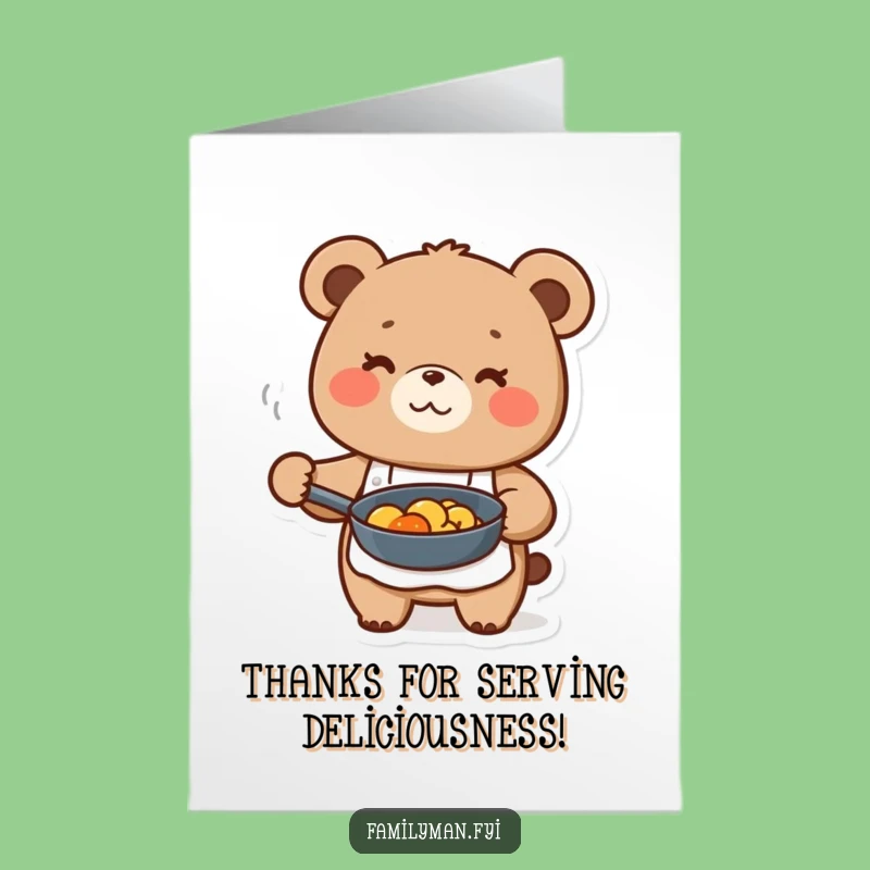 Free Printable Bear Chef Thank You Card - Funny Downloadable Gift for Food Lovers