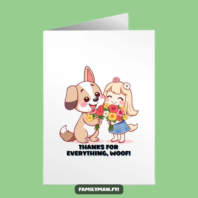 Free Printable Doggy Flowers Thank You Card - Sweet Downloadable Gift for Appreciation