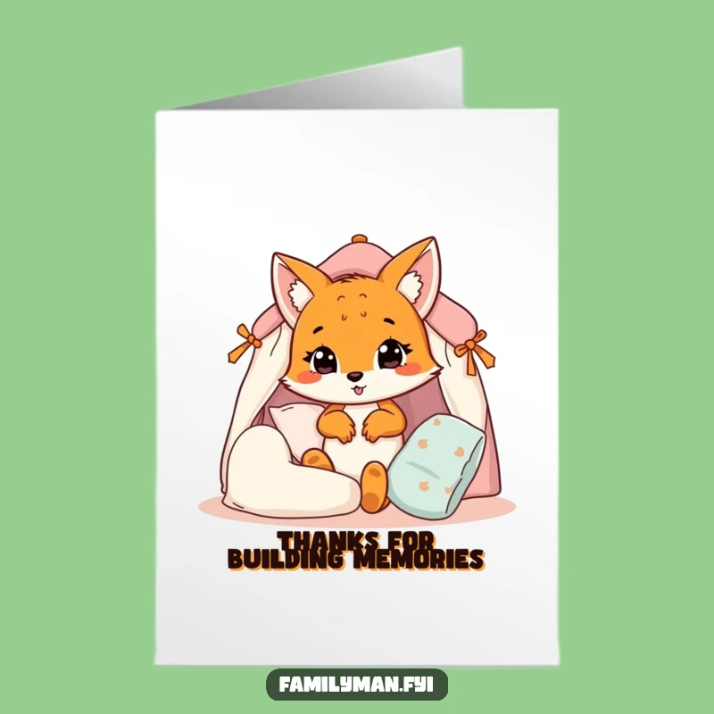 Free Printable Fox Cub Pillow Fort Thank You Card - Cute DIY Downloadable