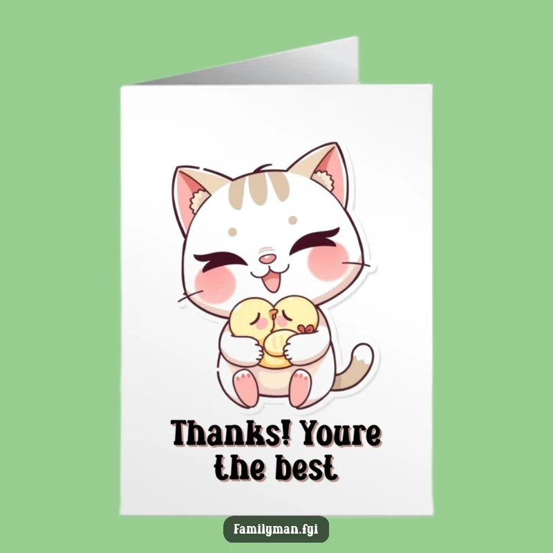 Free Printable Funny Cat Card: Grateful Kitty Says Thanks - Downloadable Gift for Gratitude