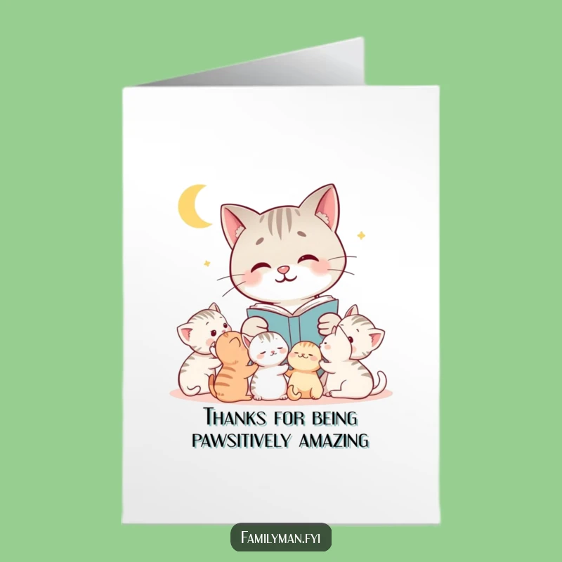 Free Printable Thank You Card: Cute Cat Story - Appreciative Downloadable Gift