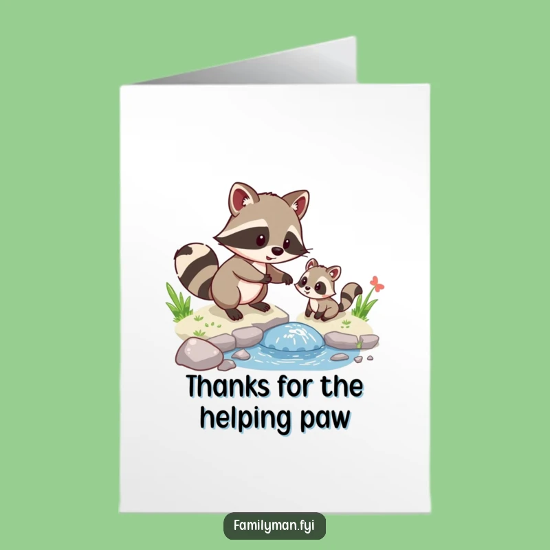 Free Printable Thank You Card: Raccoon's Kindness, Grateful Gesture, Cute Thanks Downloadable