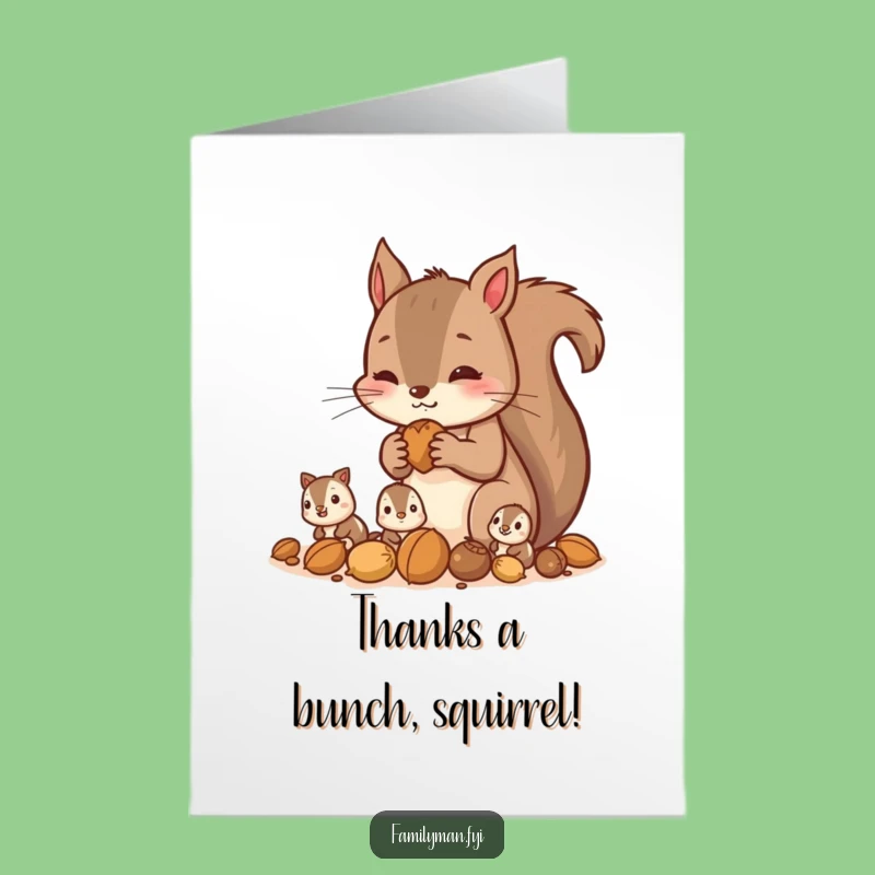 Free Printable Thank You Card: Squirrel Family, Funny Downloadable Appreciation Gift