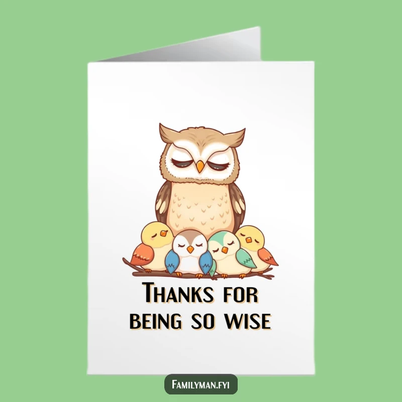 Free Printable Thank You Card: Owl's Gratitude, Funny Downloadable Gift to Show Appreciation