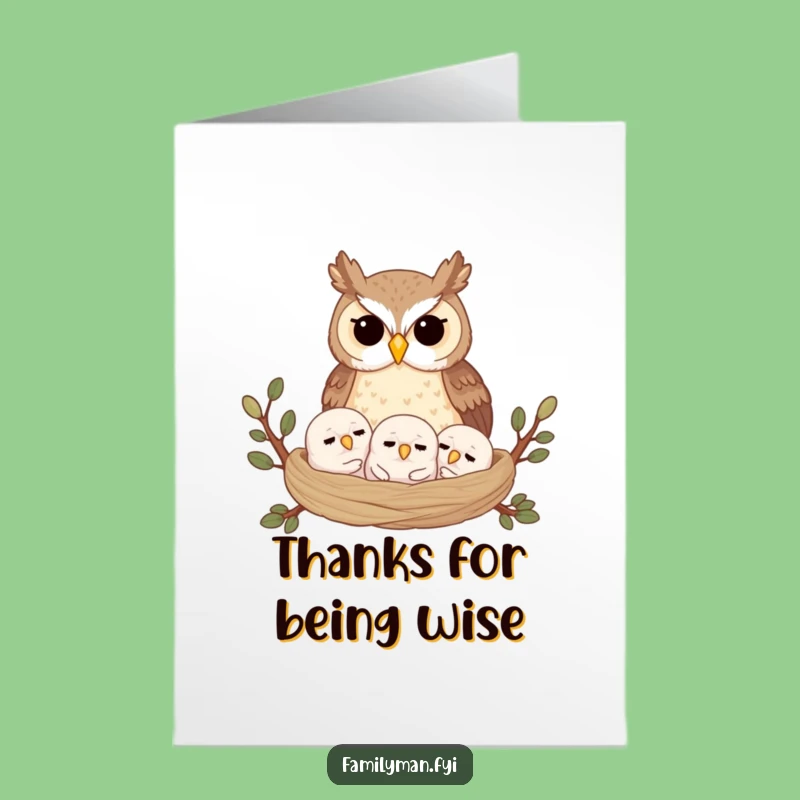 Free Printable Thank You Card: Owl's Nest Gratitude, Loving Downloadable Appreciation Gift