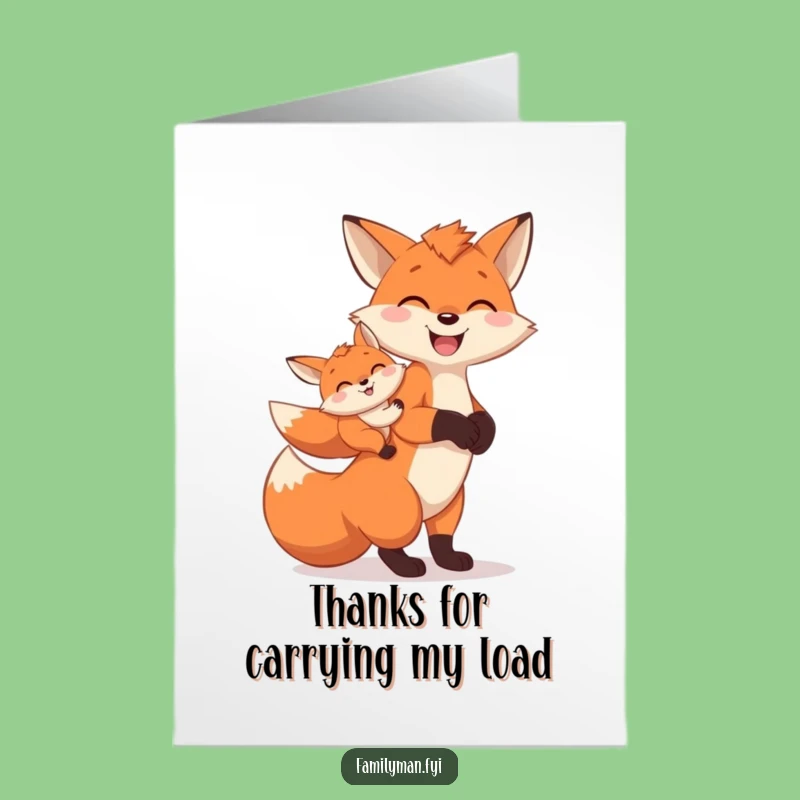 Free Printable Thank You Card: Fox Dad's Support - Grateful Downloadable Gesture