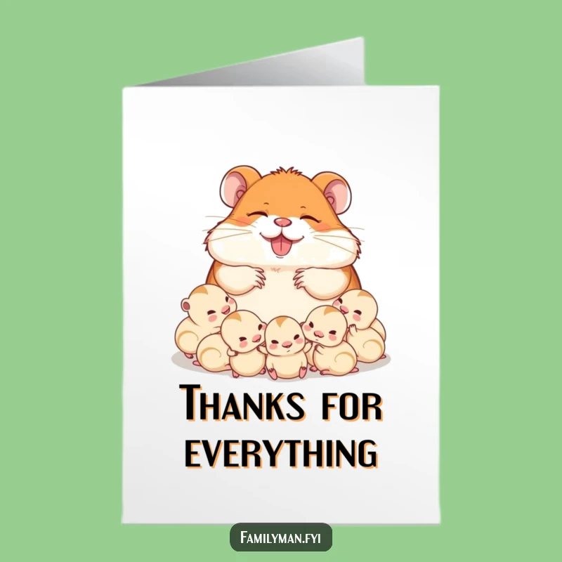 Free Printable Hamster Dad Thank You Card: Cozy Thanks Downloadable