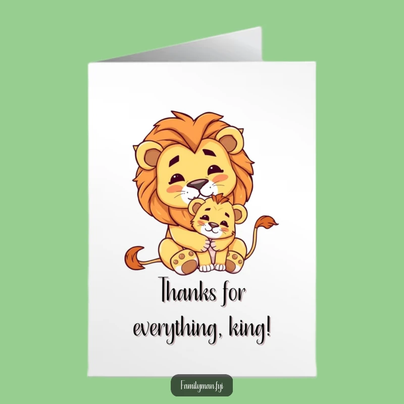 Free Printable Thank You Card: Lion & Cub Hug for a Heartfelt Downloadable Appreciation